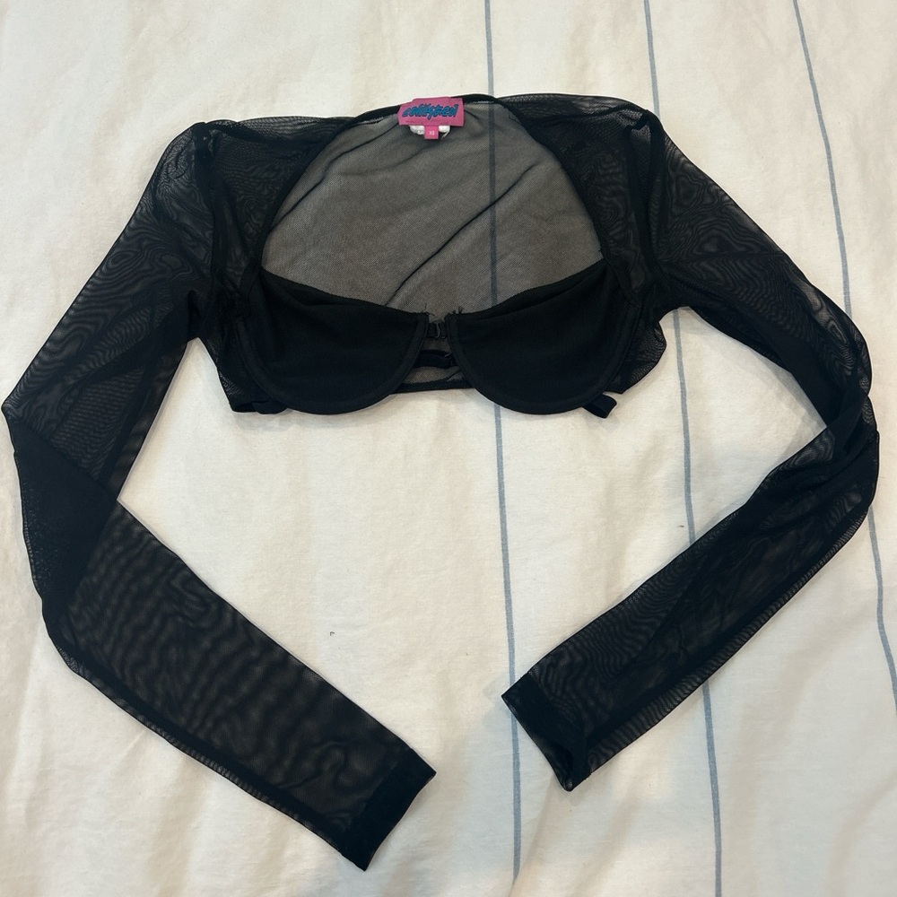 Black Sheer Long Sleeve edikted top